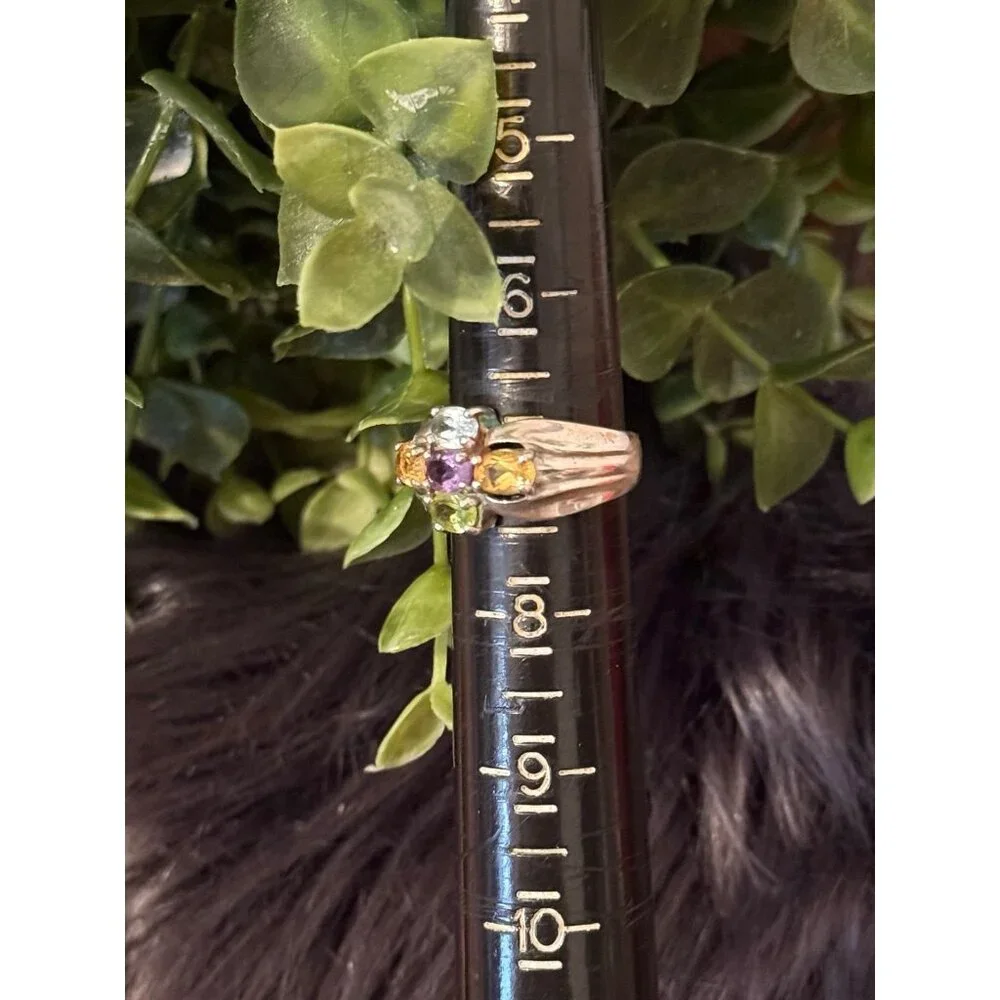 925 Silver 5-Multicolor‎ Stones Ring